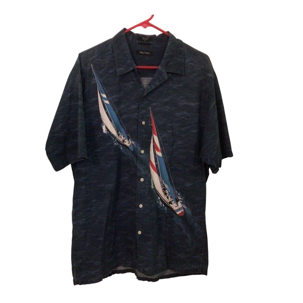 Nautica button up shirt Large Sailboats Nautical